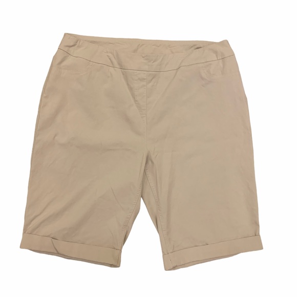 Soft Surroundings Tan Cuffed Bermuda Shorts - Picture 2 of 8
